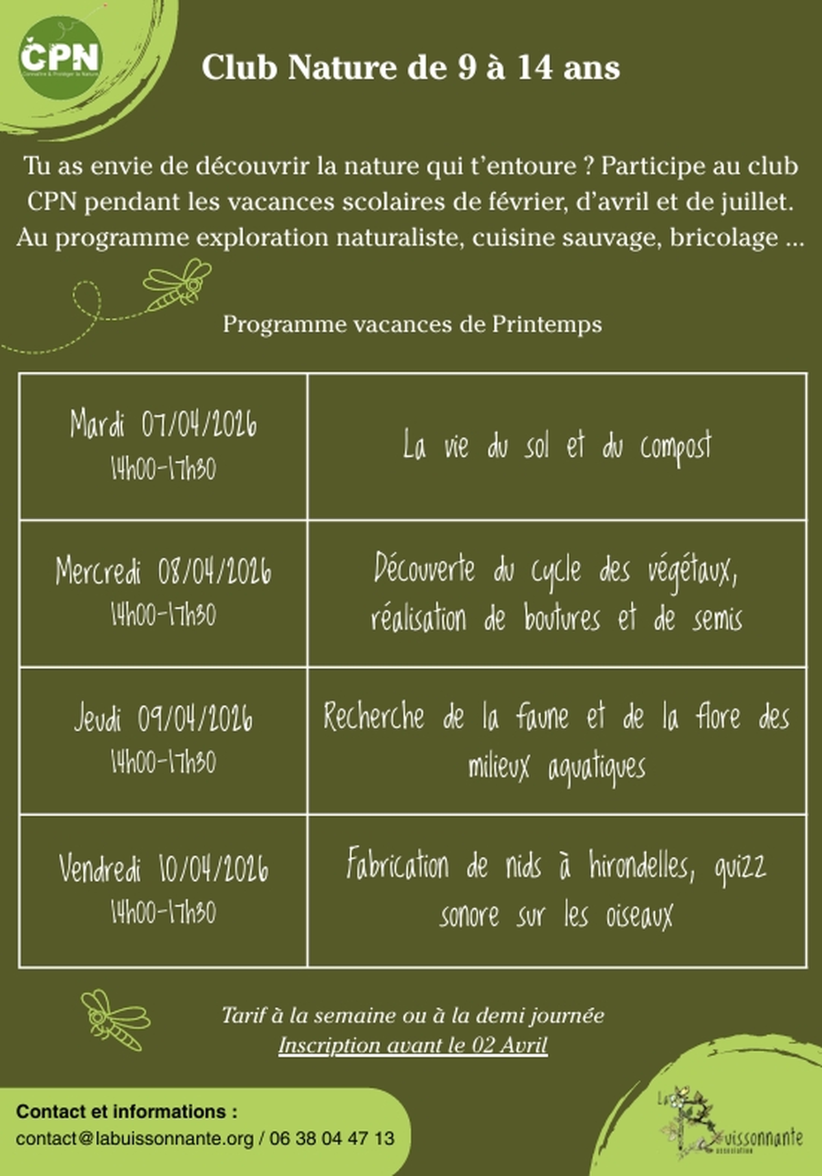 Club Nature - Recherche de la faune et de la flore des milieux aquatiques