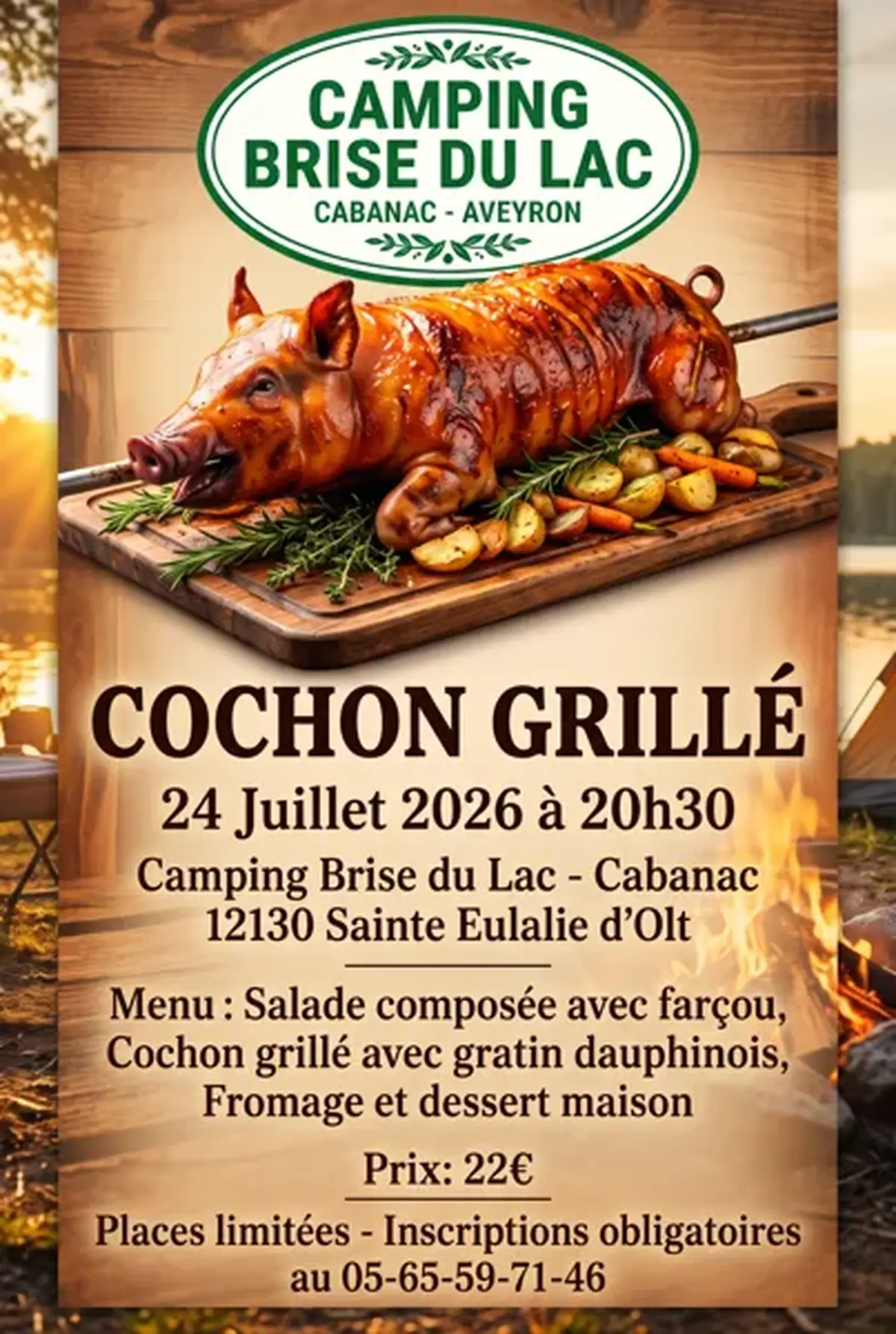 Cochon grillé au Camping Brise du Lac