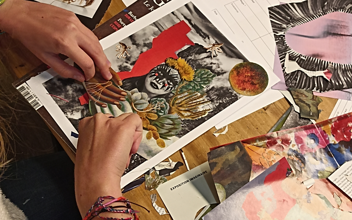 Atelier collage à La Cadette Friperie Atelier de La Petite Rockette Paris 12
