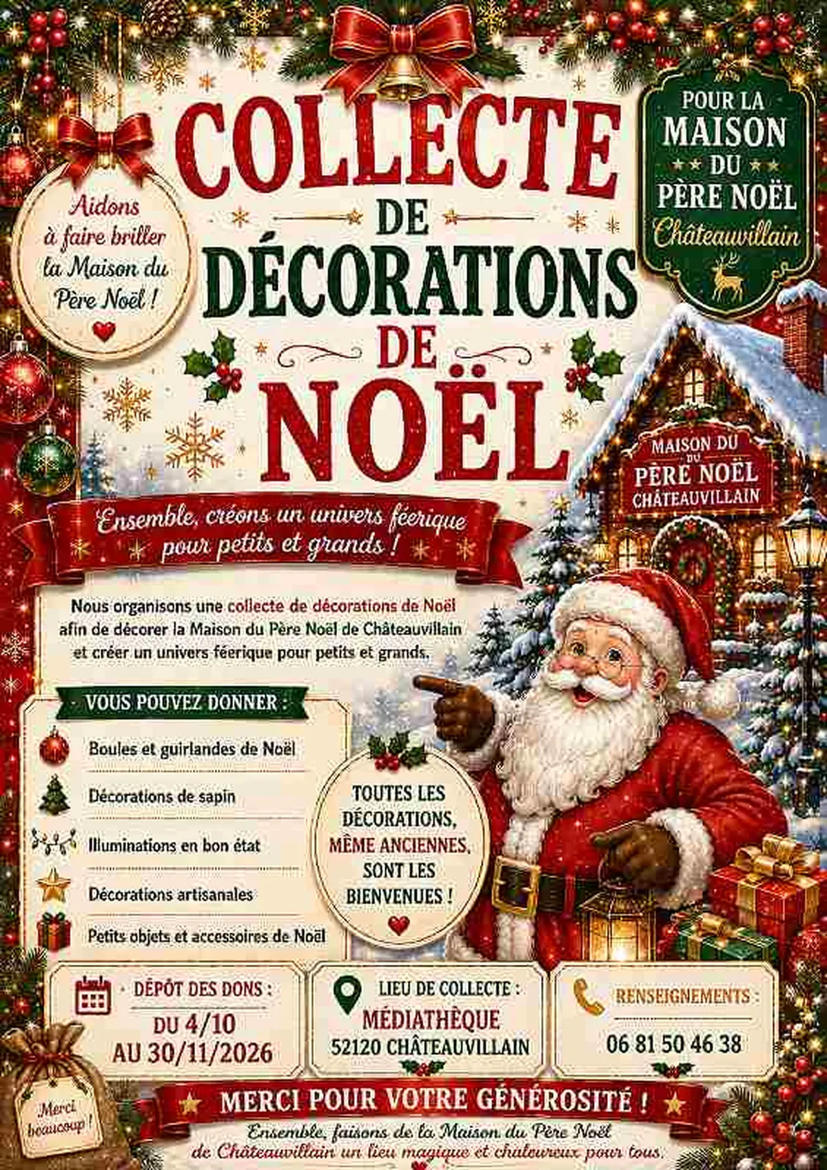 Collecte de décorations de Noël à Châteauvillain