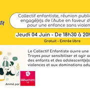 Collectif enfantiste, réunion publique des engagé(e)s de l'Aube en faveur du droit pour une enfance sans violences