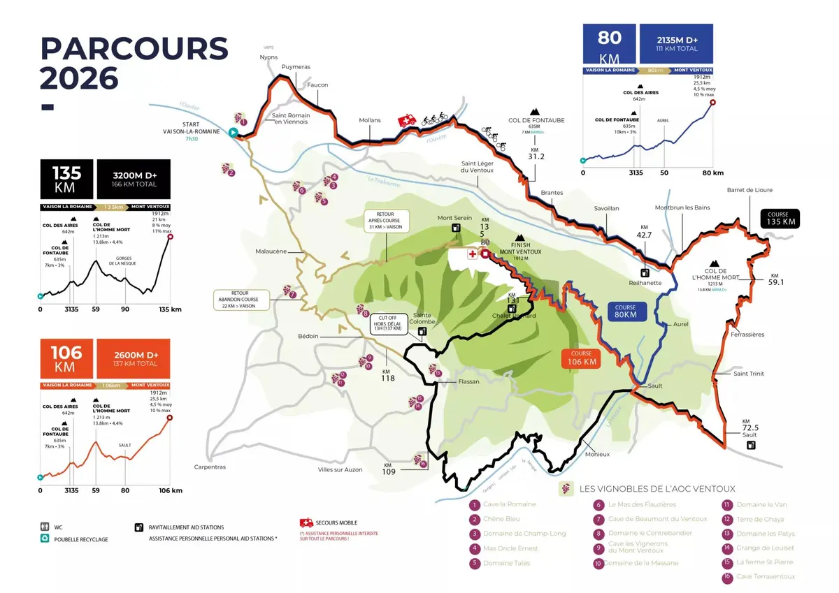 Colnago GF Mont Ventoux : carte des parcours 2026