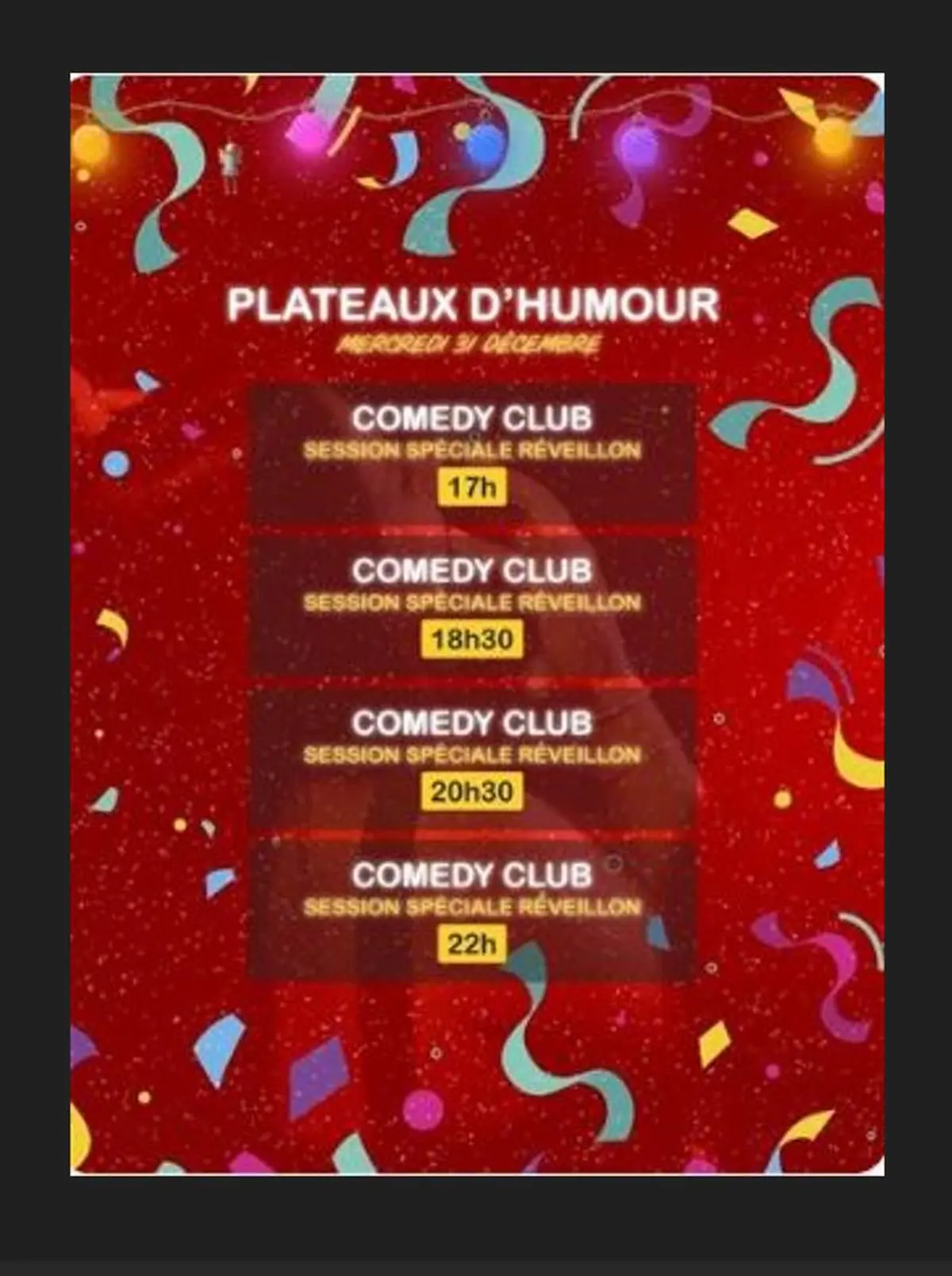 Comédie Club - Soirée jour de l'an avec un plateau d'humour