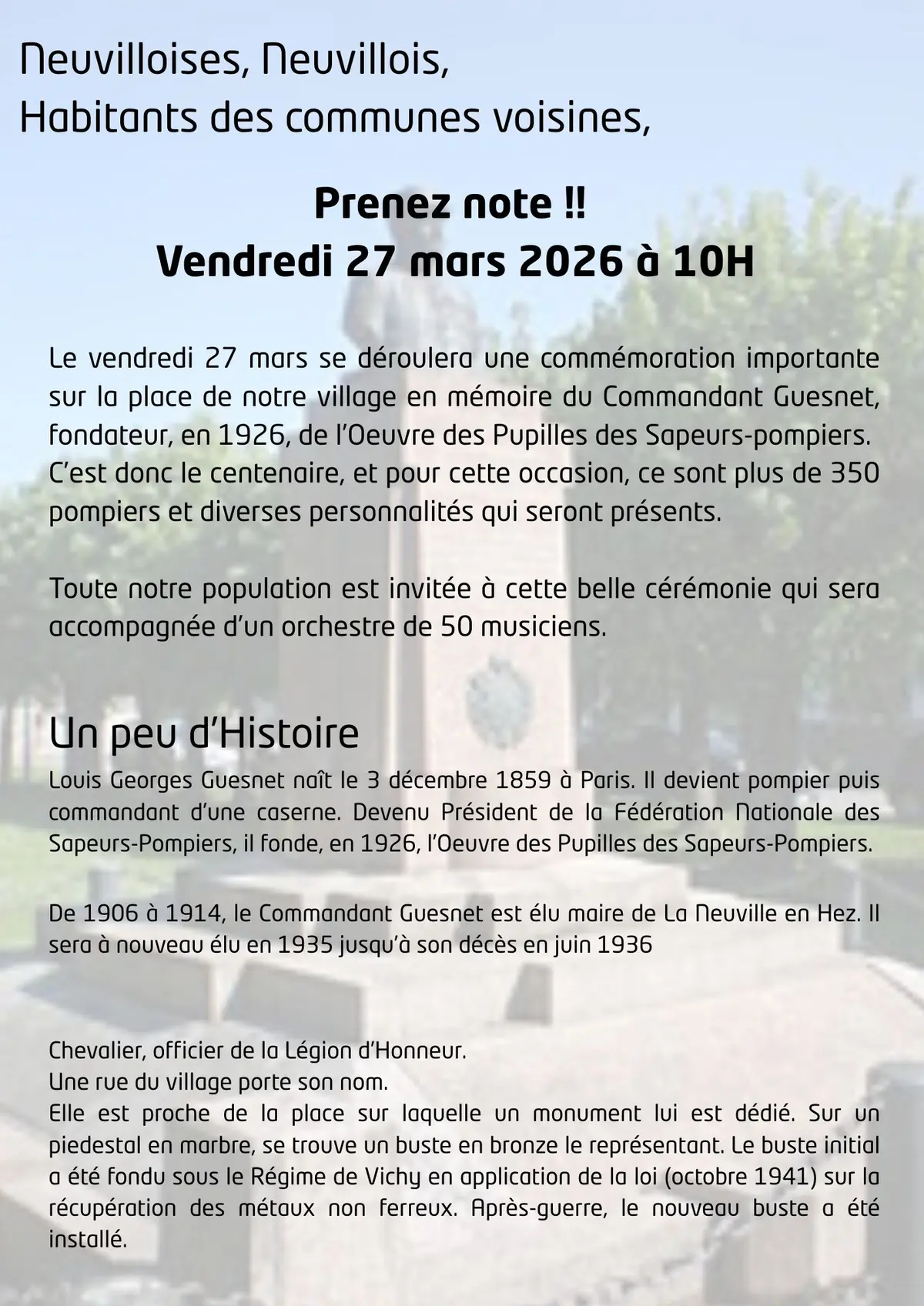 Commémoration et Hommage au Commandant Guesnet