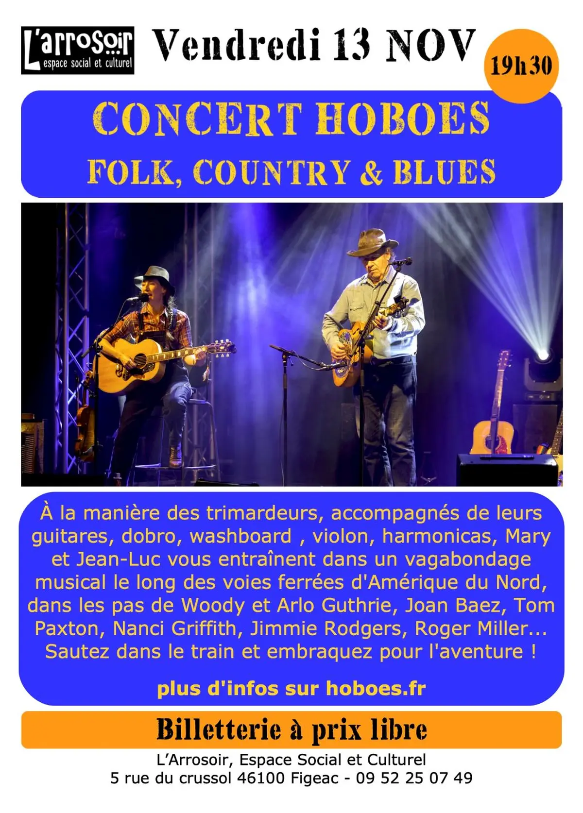 Concert à l'Arrosoir Figeac :  Hoboes (folk, country, blues)