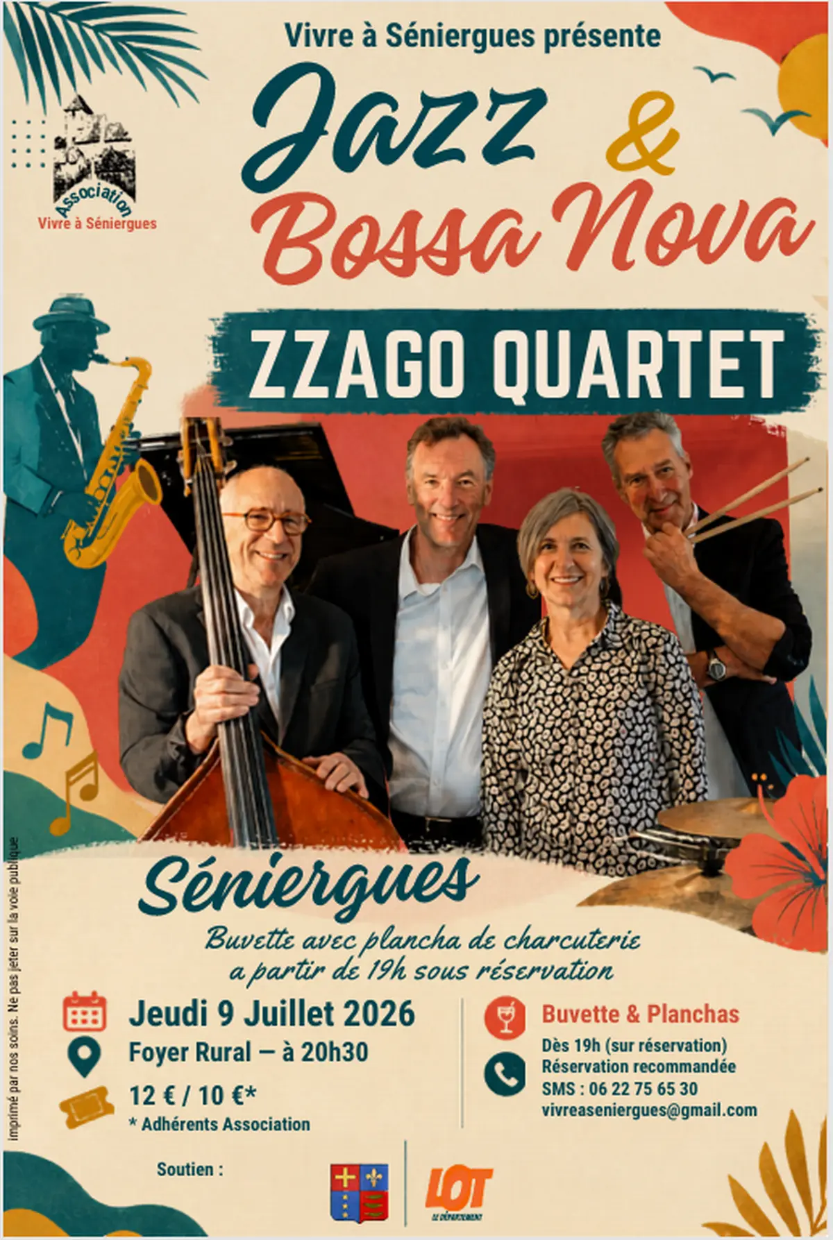 Concert à Séniergues : Concert de Jazz, Bossa Nova et chansons françaises avec le groupe Zzago