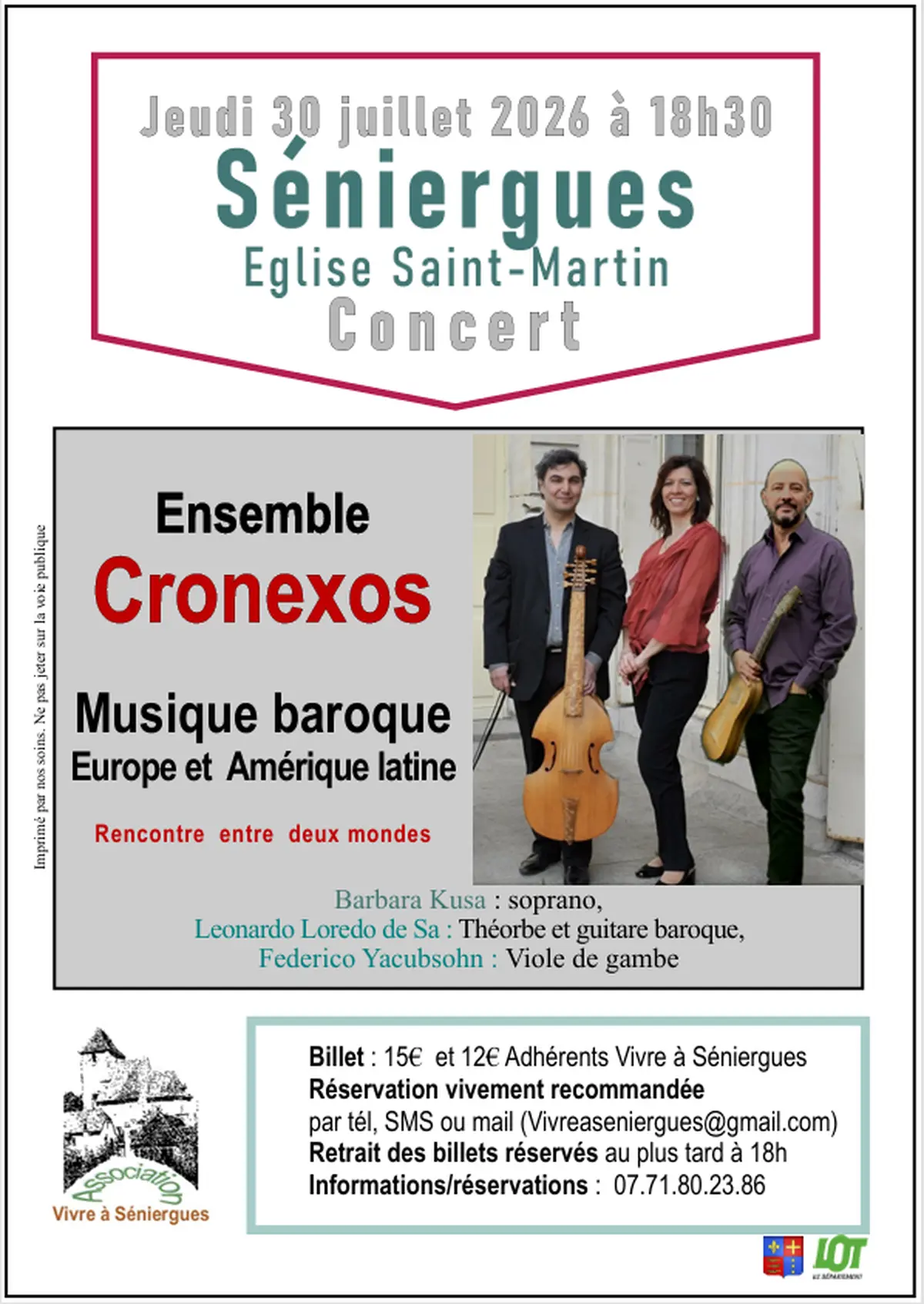 Concert à Séniergues : Concert de musique baroque donné par l’ensemble Cronexos