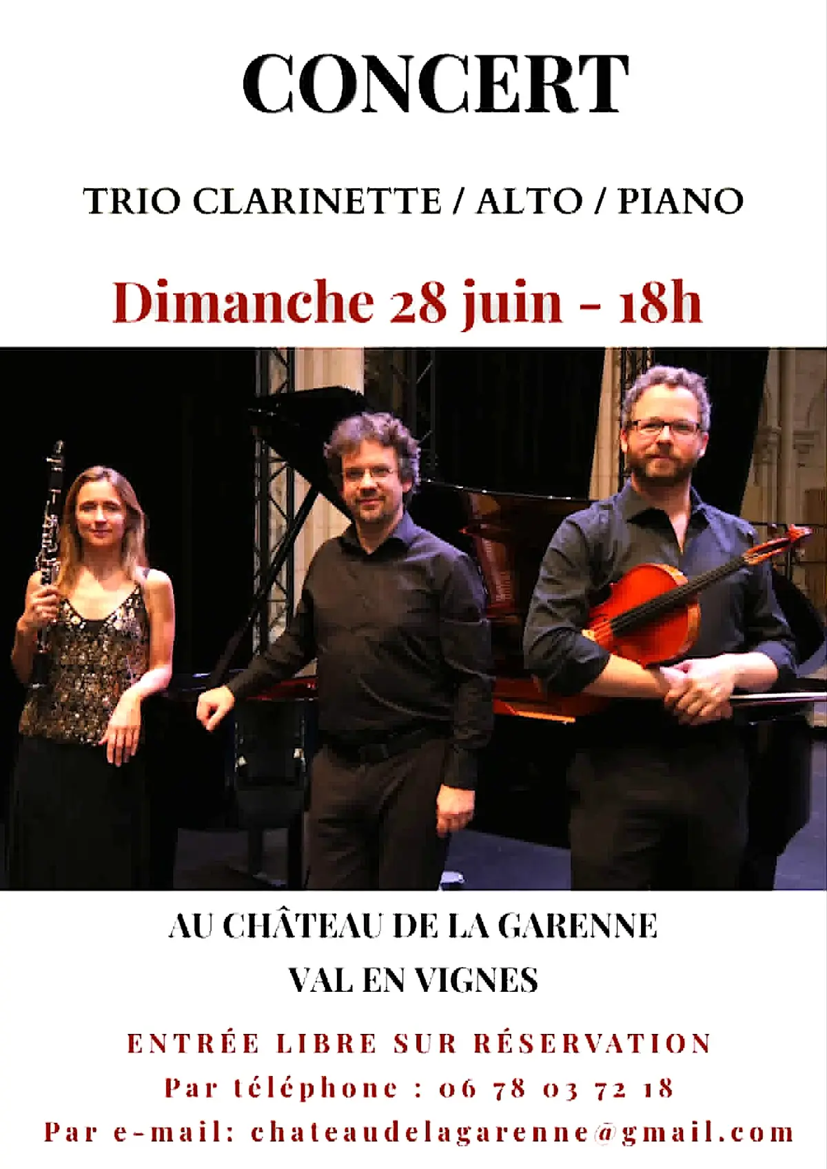 Concert au Château de la Garenne  Trio Clarinette-Alto-Piano