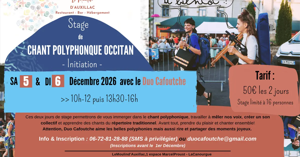 Concert Au Moulin D'Auxillac : Duo Cafoutche