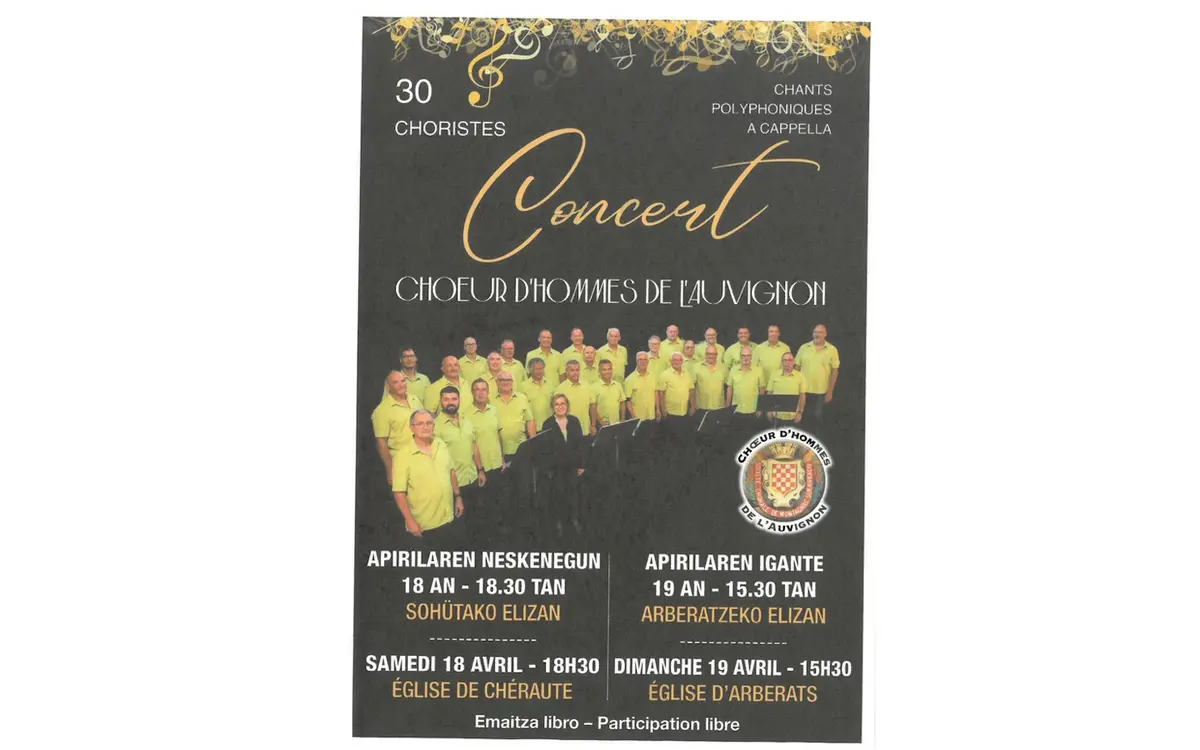 Concert : choeur d'hommes de l'Auvignon