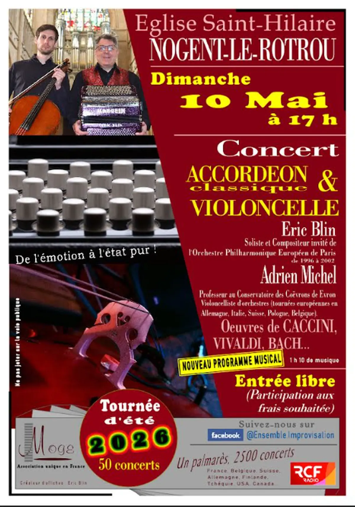 Concert classique accordéon et violoncelle en l'Eglise Saint Hilaire