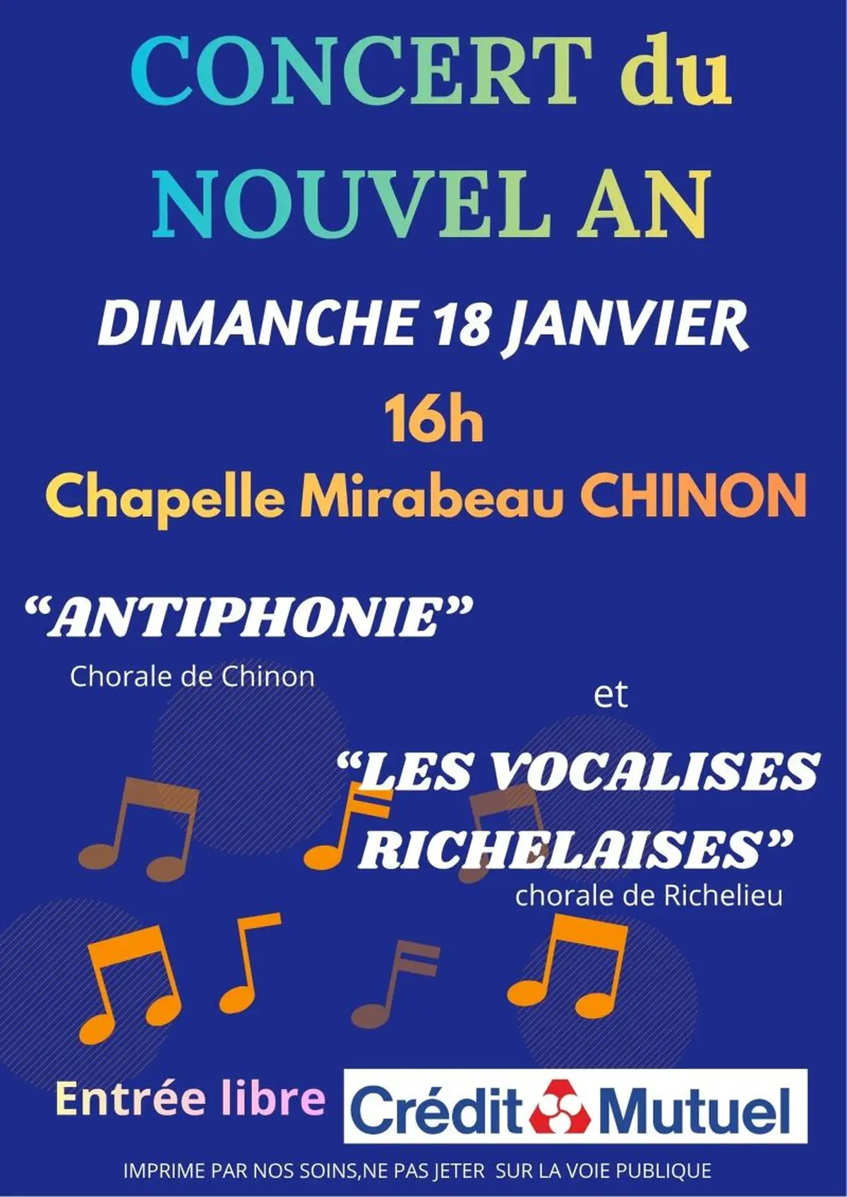 Concert d'hiver des chorales Antiphonie et Les Vocalises Richelaises