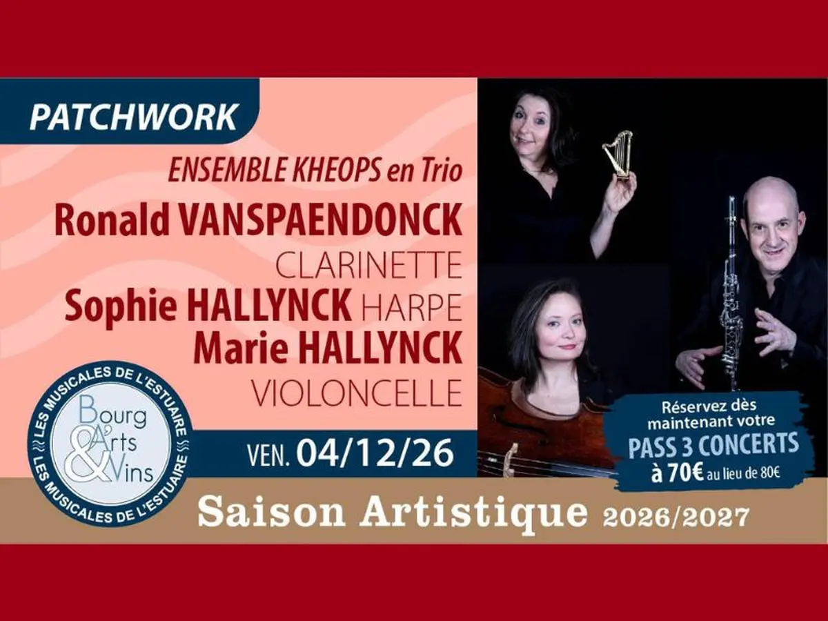 Concert de Bourg Arts et Vins : l'Ensemble KHEOPS avec clarinette, violoncelle et harpe