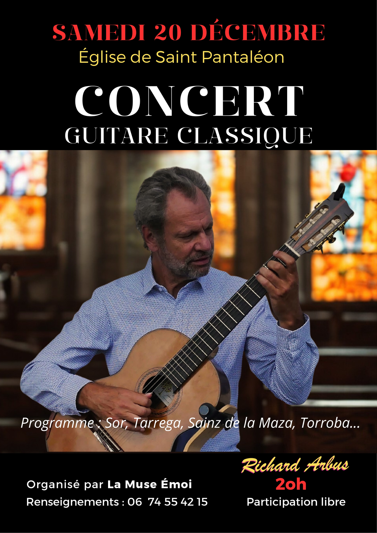 Concert de guitare à l'église de Saint Pantaléon