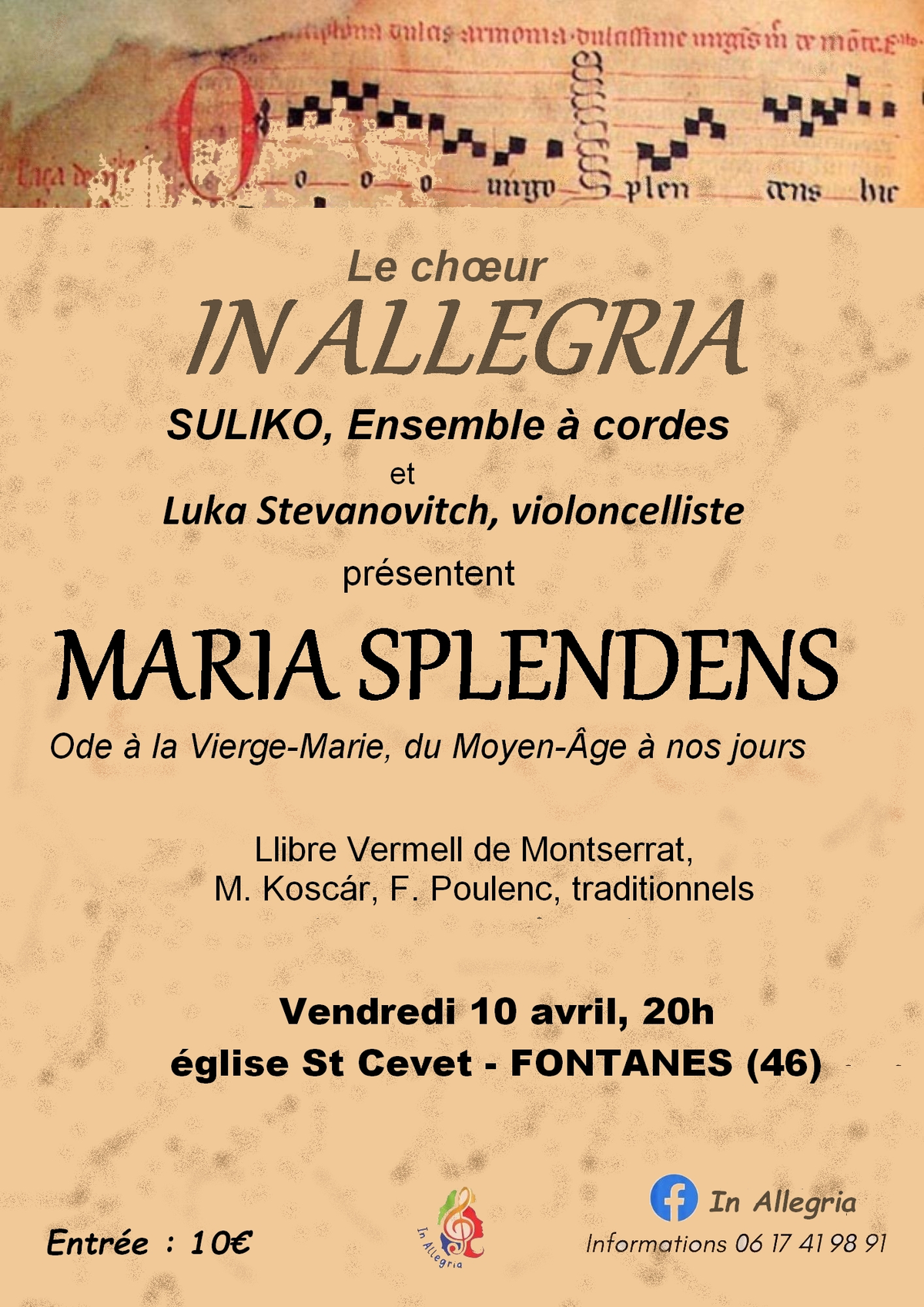 Concert de la chorale In Allegria : Maria Splendens