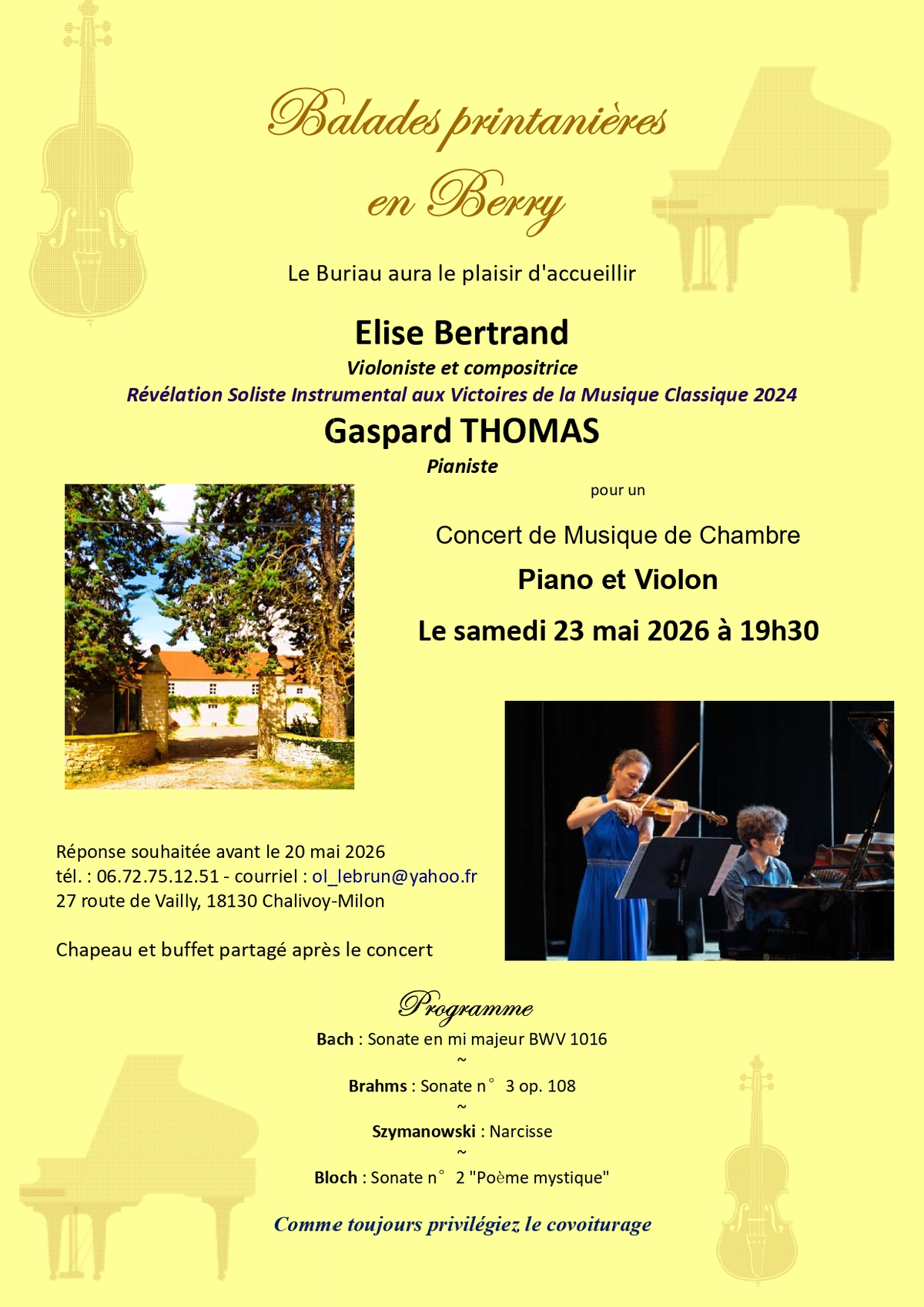 Concert de musique classique - Balades printanières en Berry