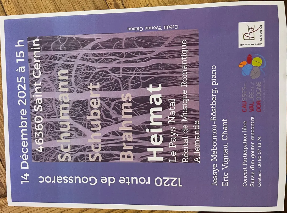 Concert de musique classique : Schuman, Schubert, Brahms, Heimat…