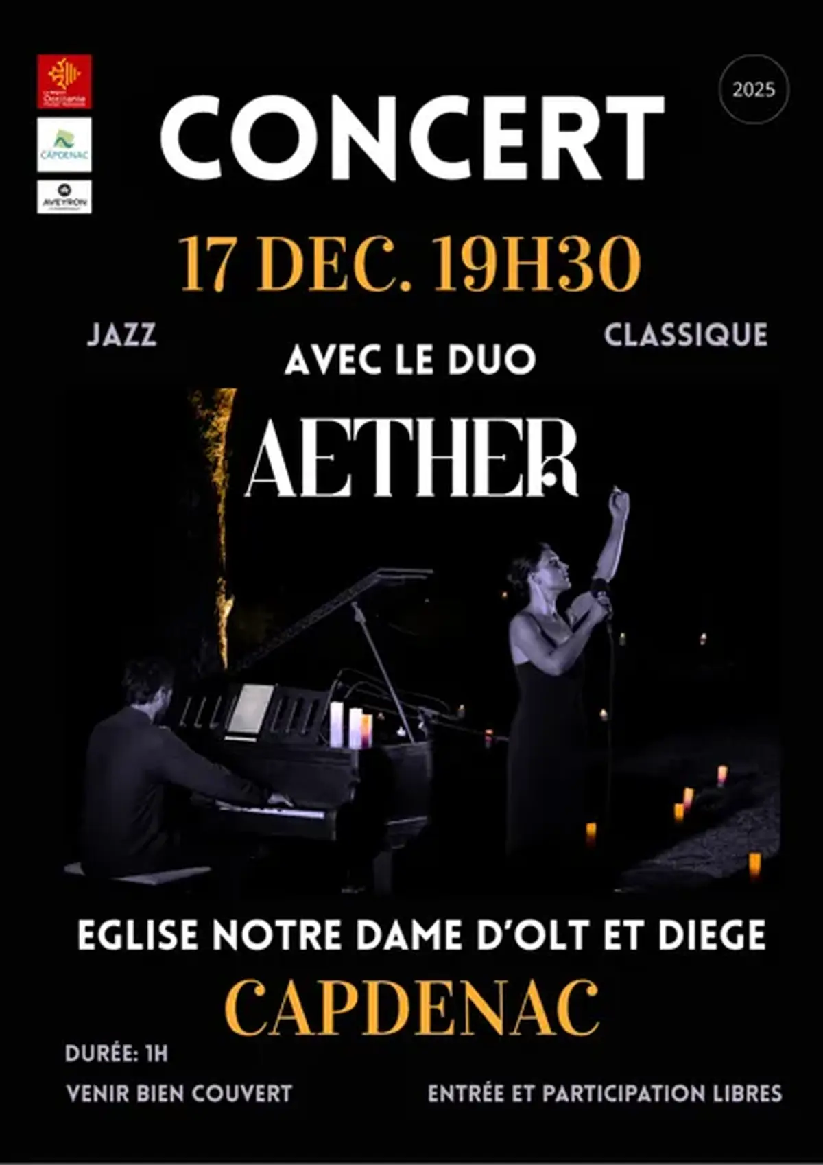 Concert de noël à la bougie avec Aether, à Capdenac-Gare