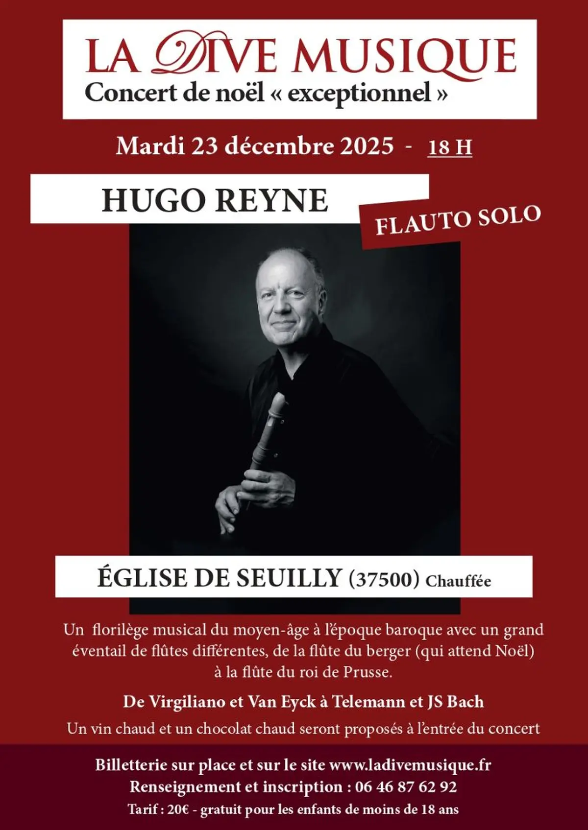 Concert de Noël : Hugo Reyne, Flauto Solo