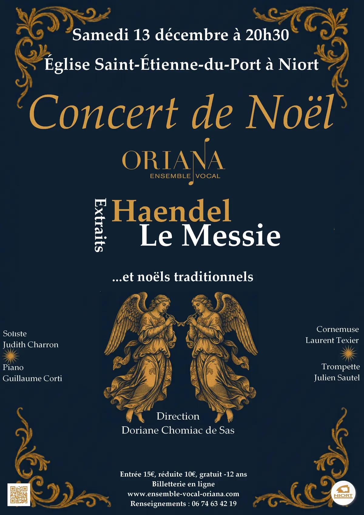 Concert de Noël par l'ensemble vocal Oriana à Niort