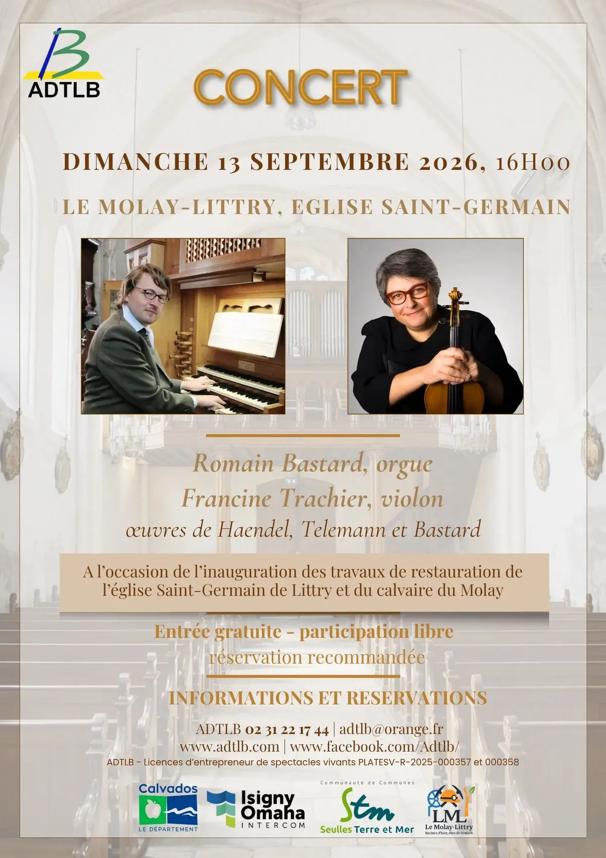 Concert de Romain BASTARD, orgue et Francine TRACHIER, violon