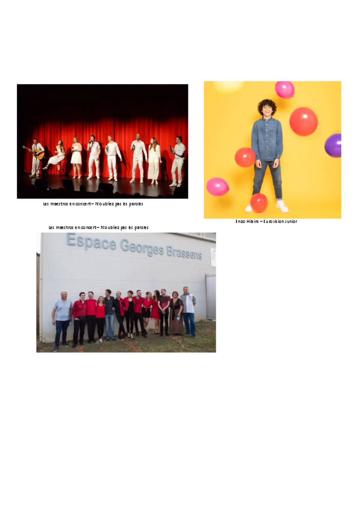 Concert de variété Des chansons dans la tête