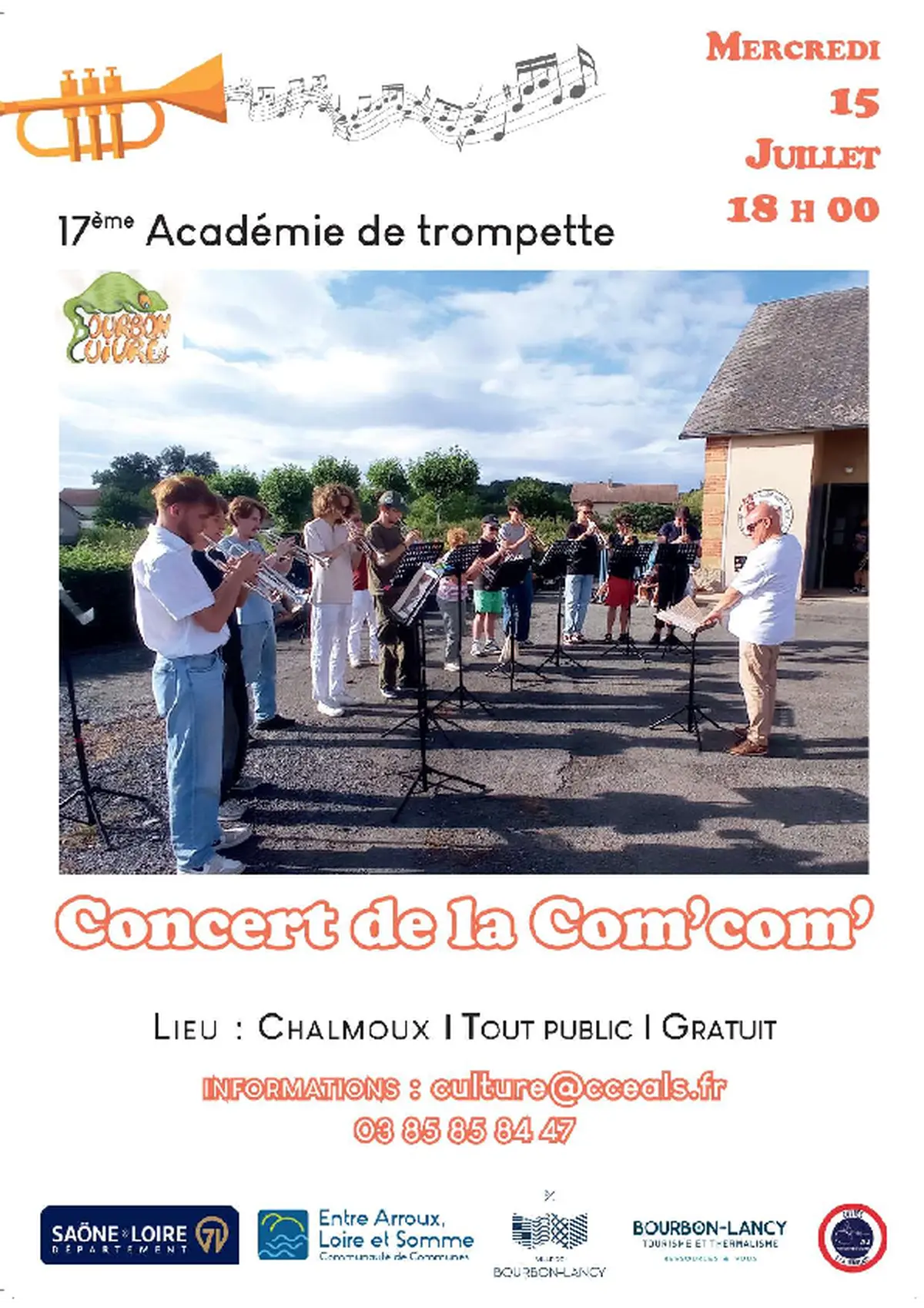 Concert des trompettistes stagiaires :  : 17ème Académie lez'arts en Bourbonnie en partenariat avec la CCEALS