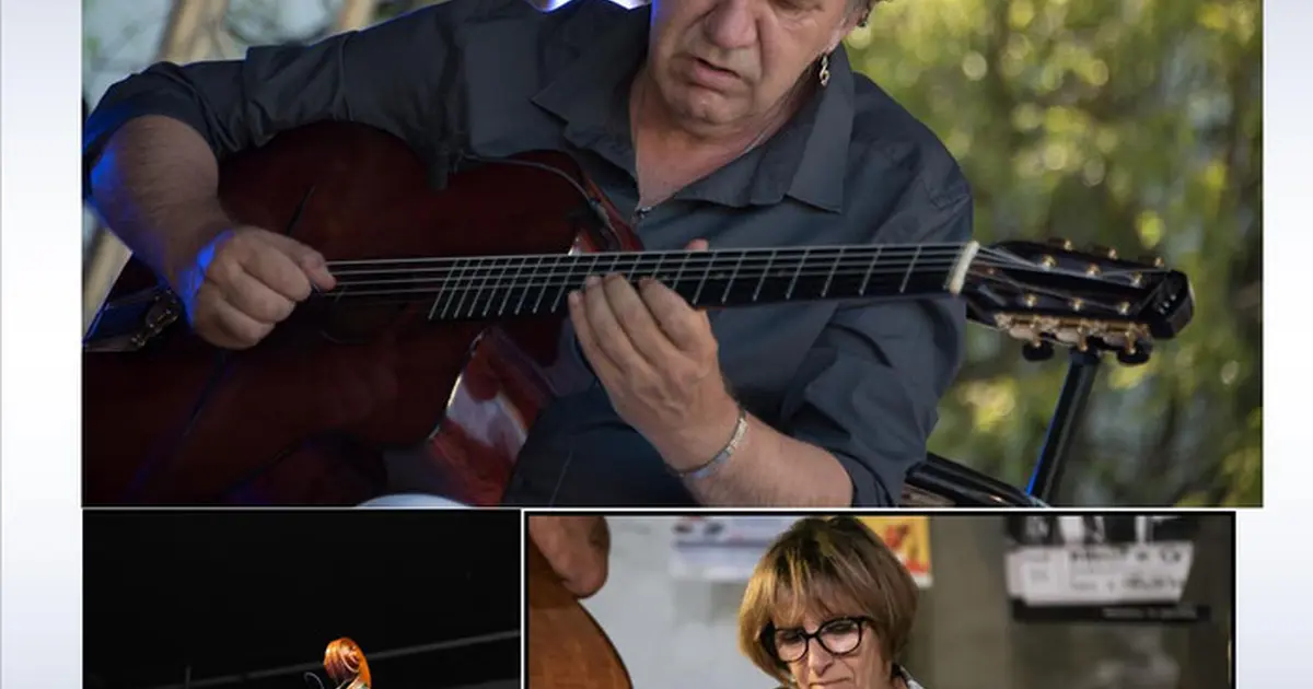 Concert Djangophil en trio à l'Ébénisterie en extérieur devant la salle