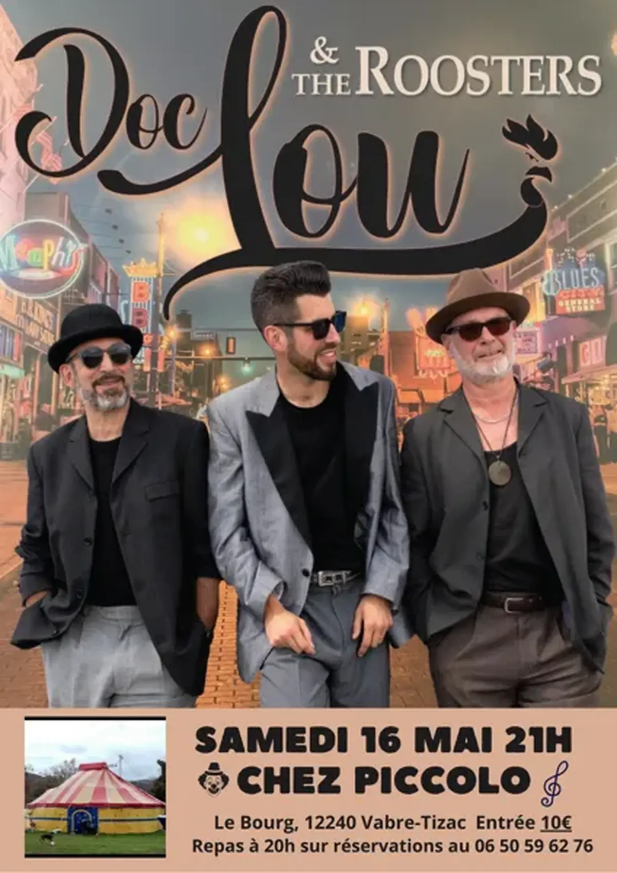 Concert Doc Lou & The Roosters chez Piccolo à Vabre-Tizac