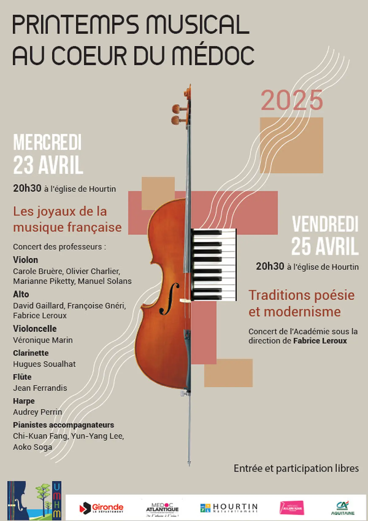 Concert du printemps musical au coeur du médoc : Les joyaux de la musique française