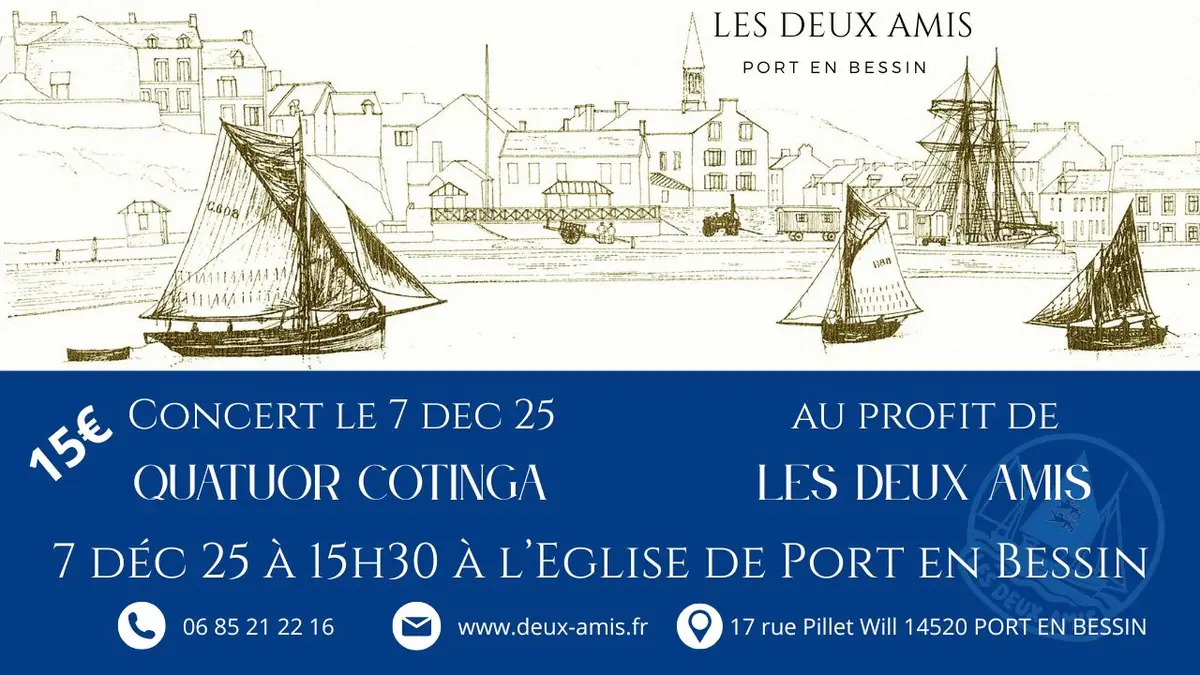 Concert du Quatuor Cotinga au profit de Les Deux Amis