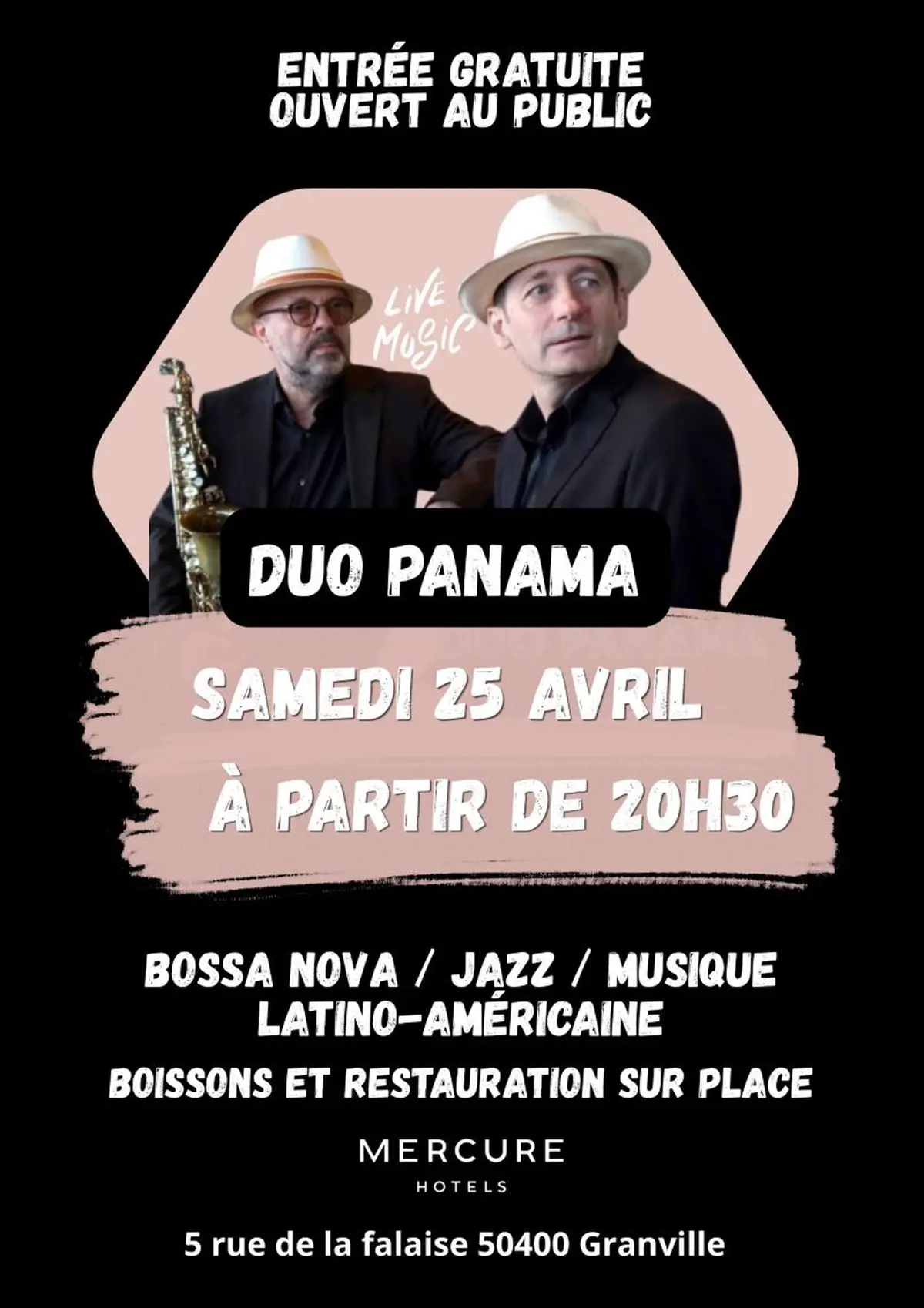 Concert Duo Panama au Mercure de Granville