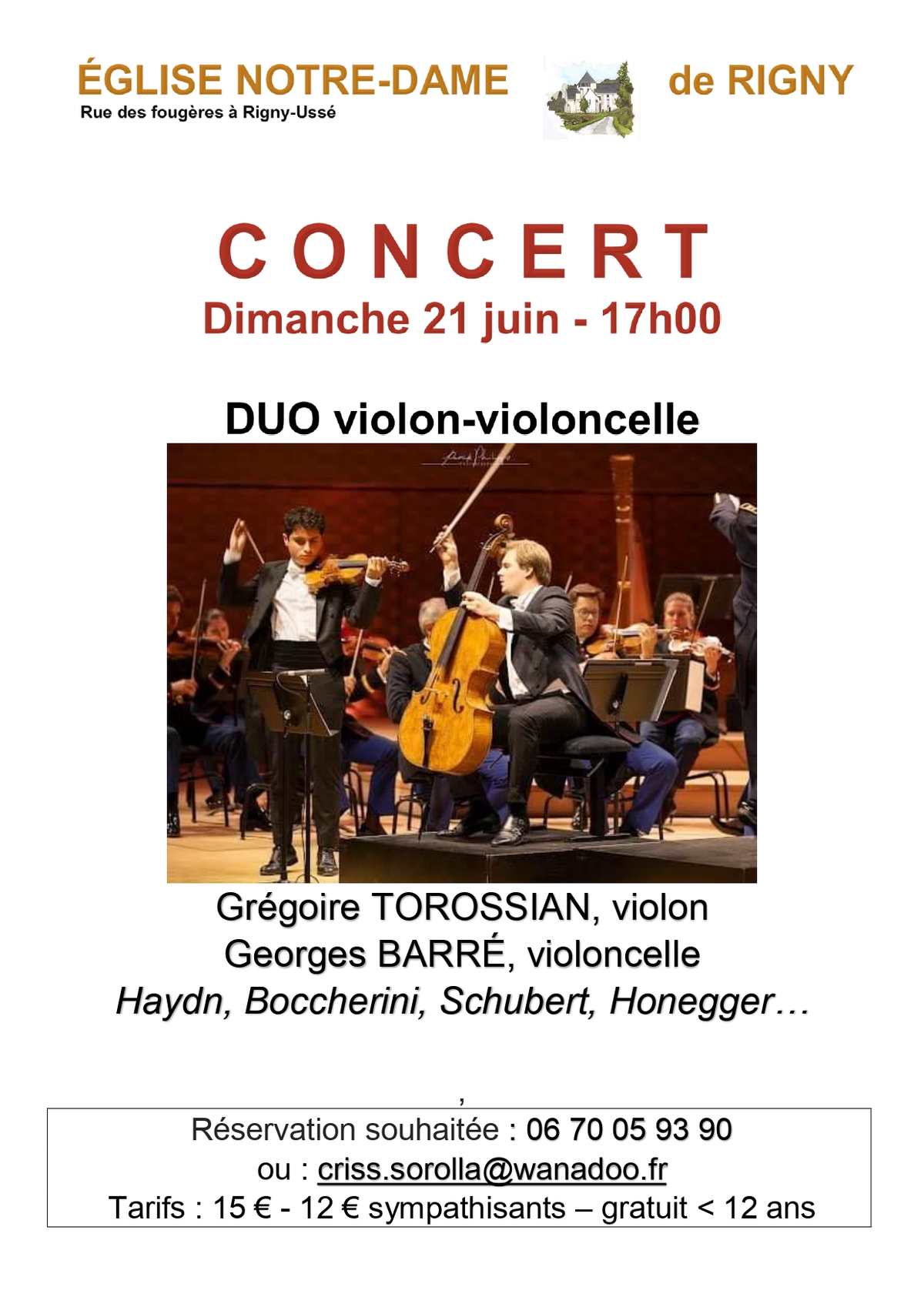 Concert duo violon-violoncelle