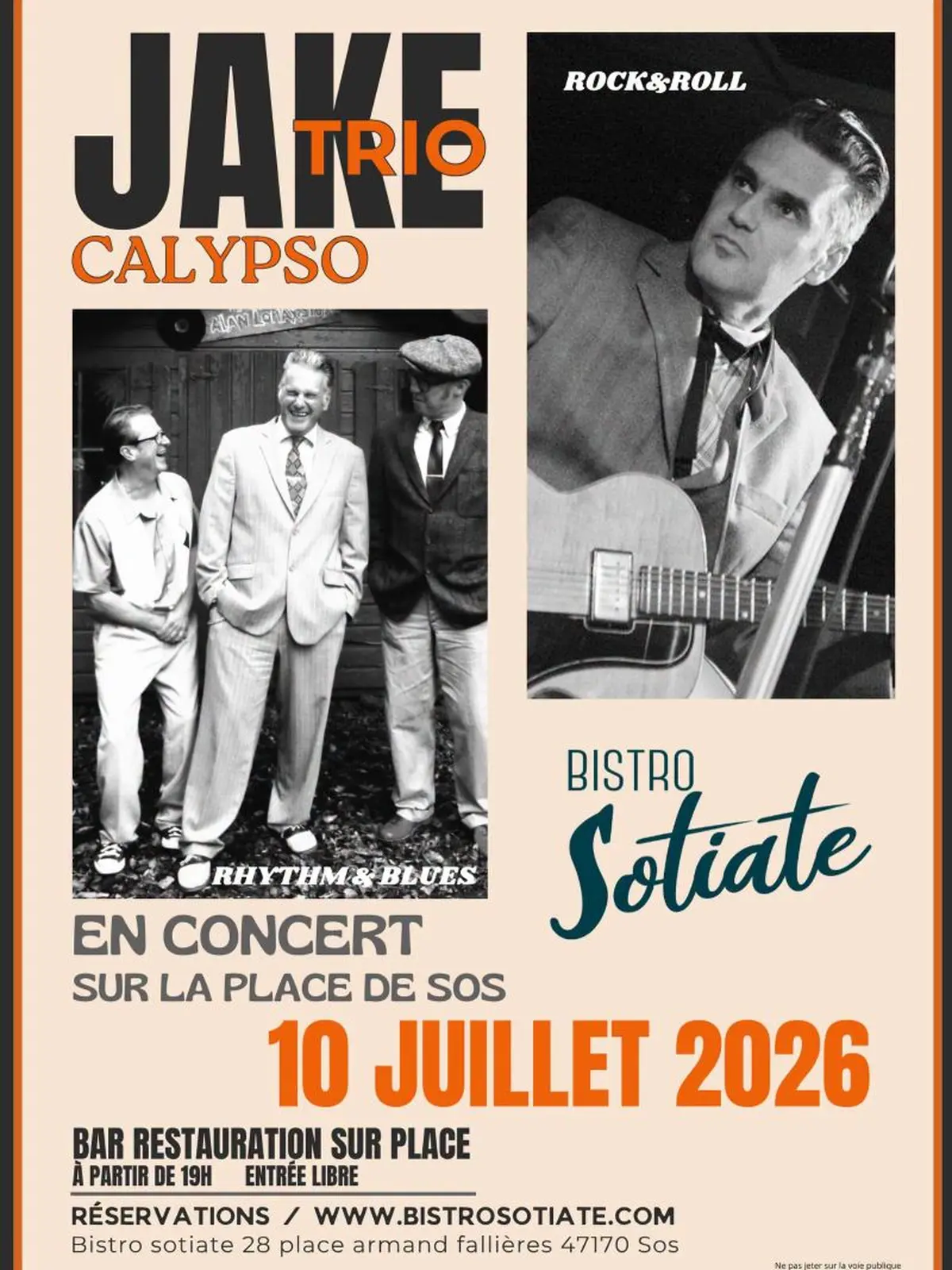 Concert Jake Calypso trio au Bistrot Sotiate