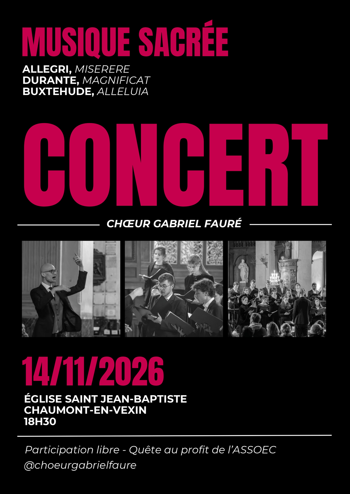 Concert musique sacrée Choeur Gabriel FAURÉ