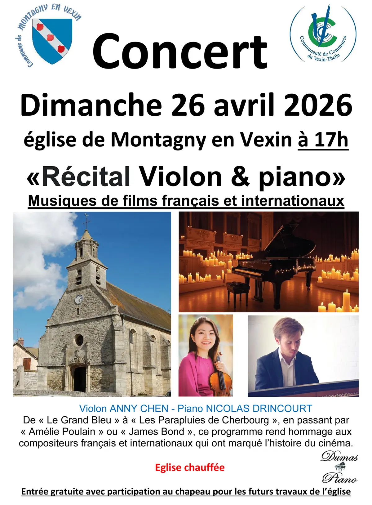 CONCERT Piano/Violon Musiques de films français et internationaux