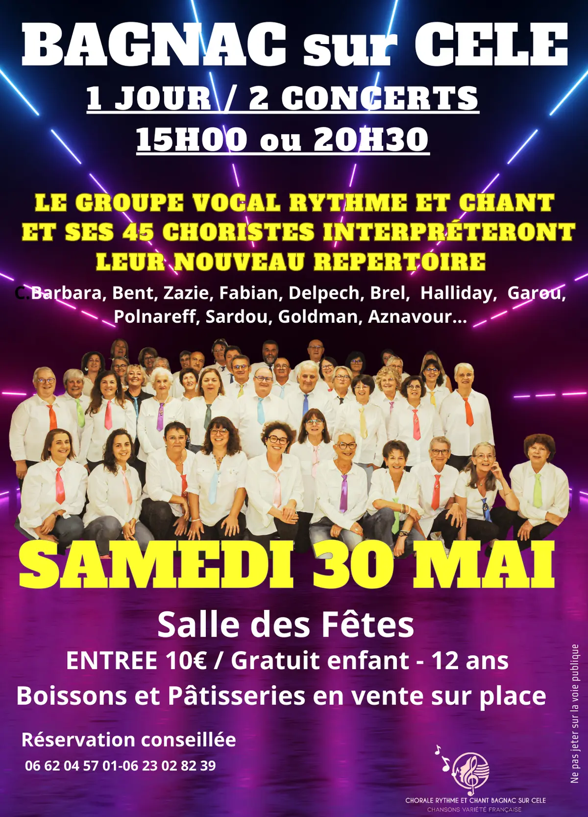 Concert Rythme et Chant à Bagnac-sur-Célé : chansons variétés françaises