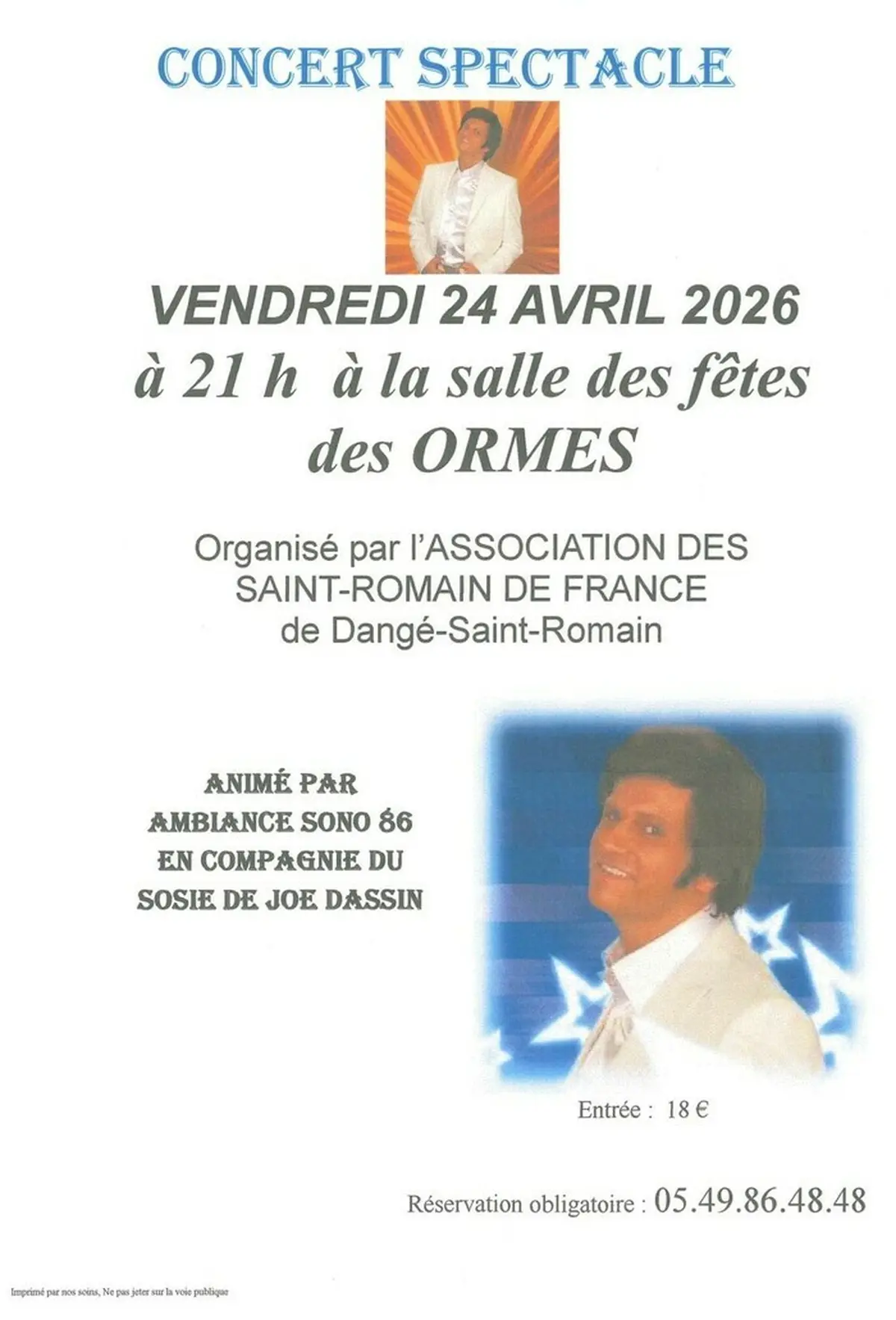 Concert Spectacle - Le 24/04 - St Romain De France