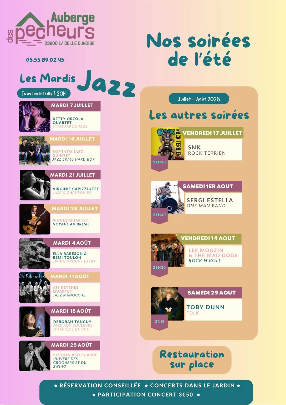 Concerts à l'Auberge des Pêcheurs