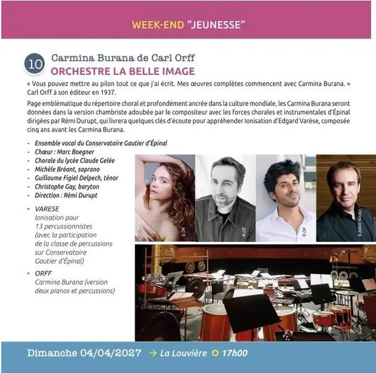 Concerts Classiques Epinal - Carmina Burana Orchestre La Belle Image