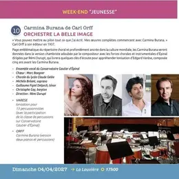 Concerts Classiques Epinal - Carmina Burana Orchestre La Belle Image