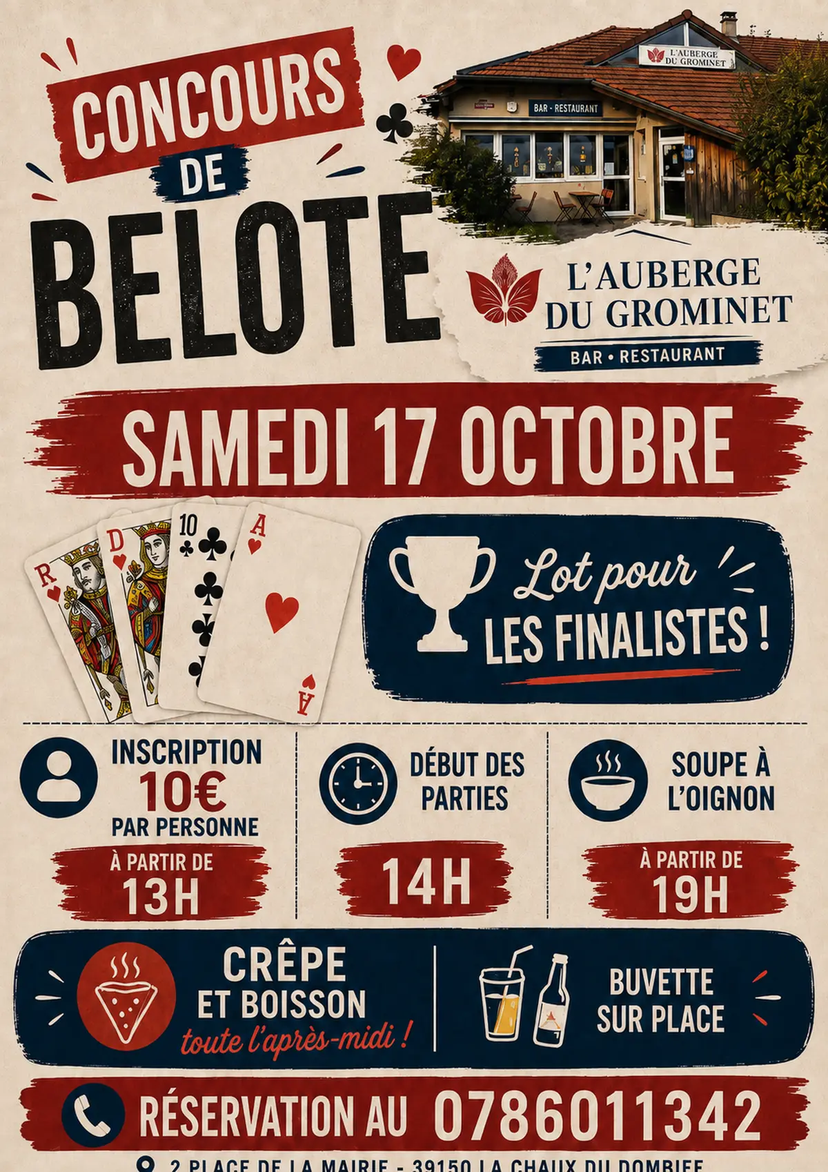 Concours de belote à l'auberge du Grominet