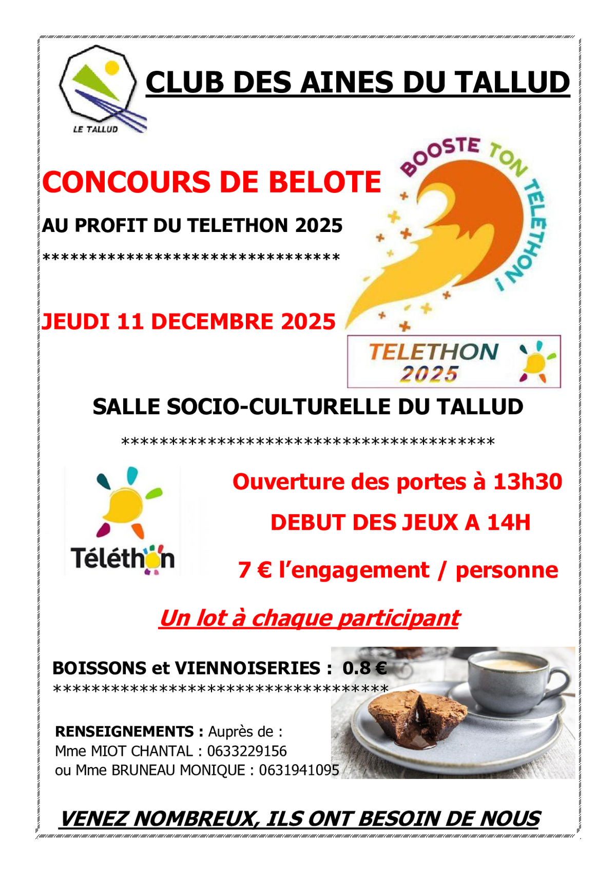 Concours de belote au profit du Téléthon