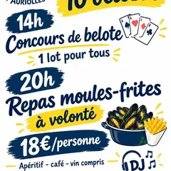Concours de belote et repas moules-frites par le Comité des fêtes