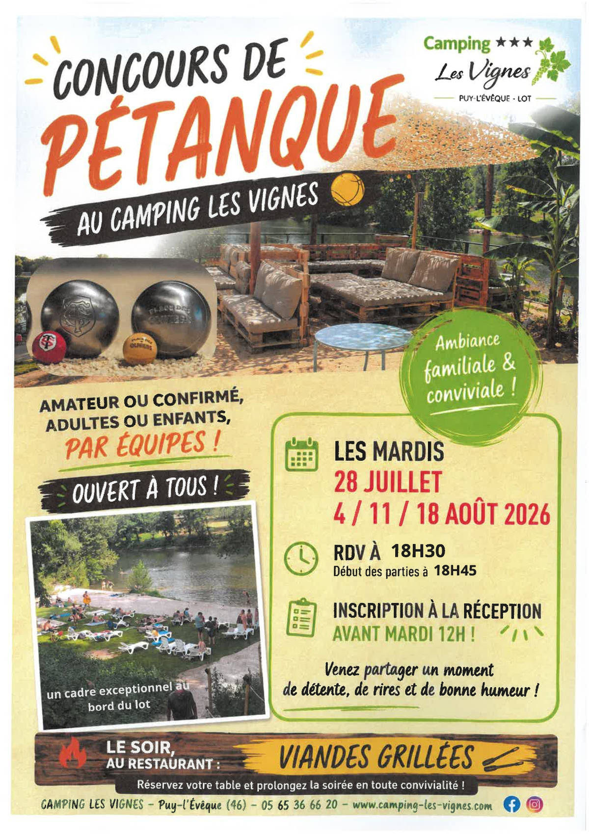 Concours de pétanque au camping les Vignes