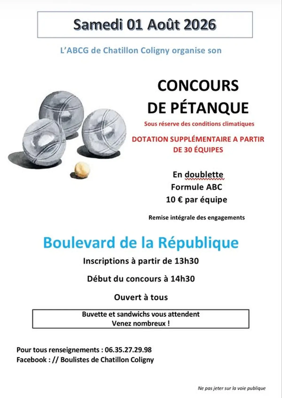 Concours de pétanque en doublette