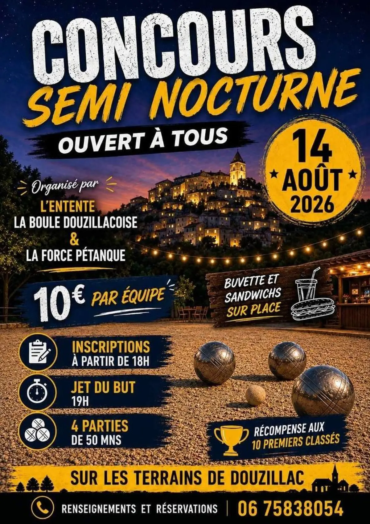 Concours de pétanque semi-nocturne