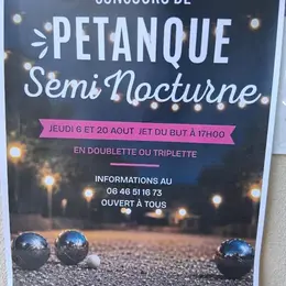 Concours de pétanque semi nocturne en doublette ou triplette