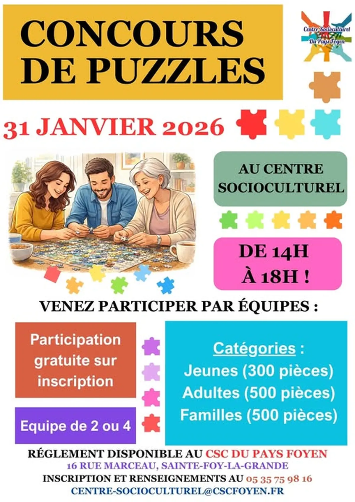 Concours de puzzles au Centre Socioculturel du Pays Foyen