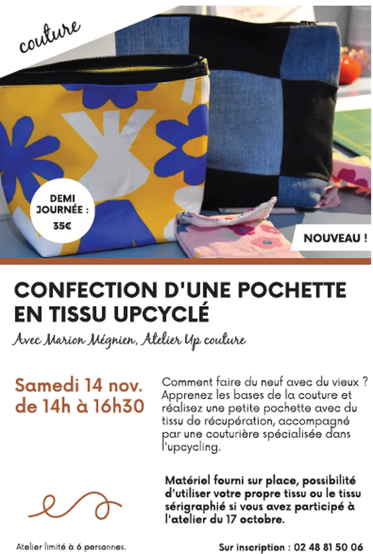 Confection d'une pochette en tissu upcyclé